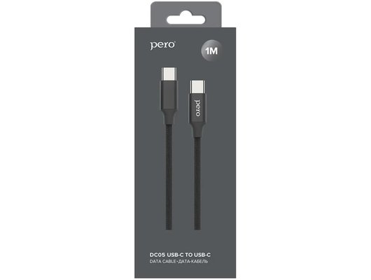 Кабель PERO DC-05 Type-C to Type-C, 3А, 60W, 2м, Black